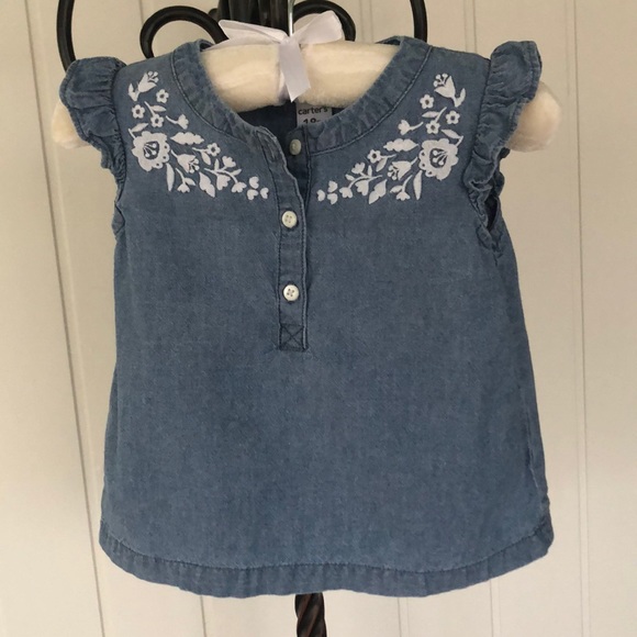 Toddler girls chambray top and shorts - Picture 1 of 6